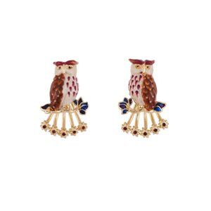 Les Nereides Eagle Owl With Starry Ear Jacket Stud Earrings